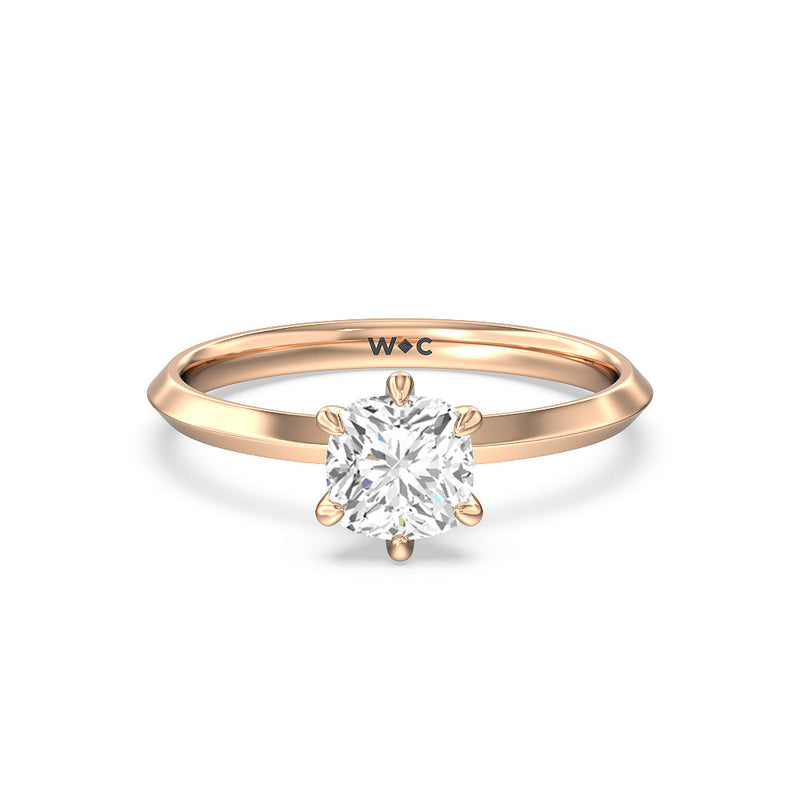 Six Prong Knife Edge Petite Engagement Ring