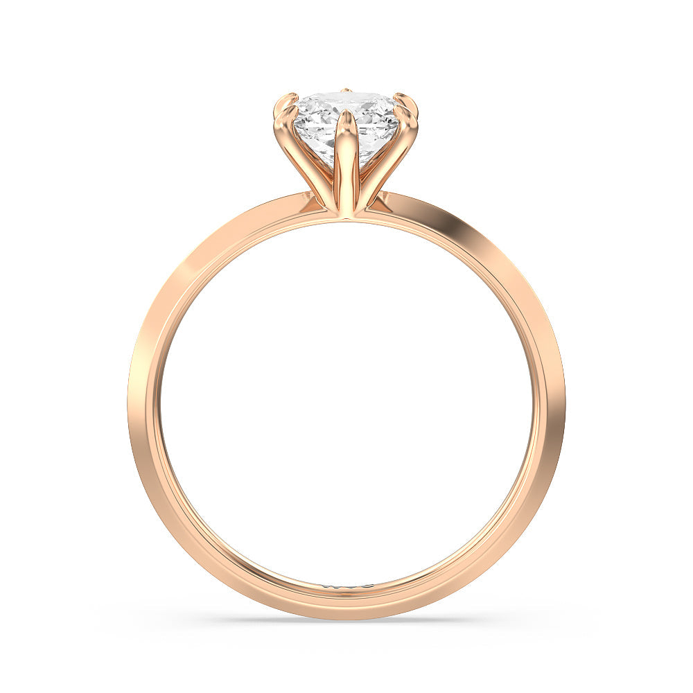 Six Prong Knife Edge Petite Engagement Ring with Cushion Cut Diamond in 14KT Rose Gold view 3
