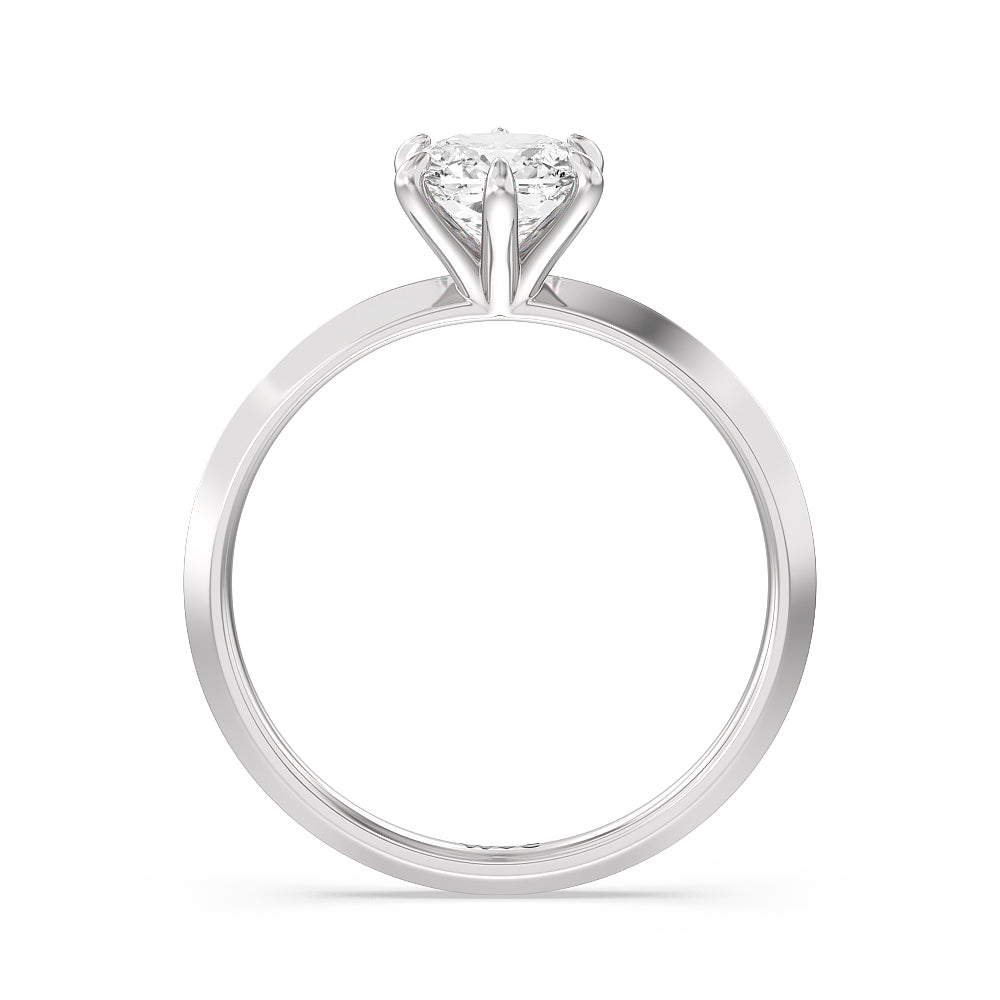 Six Prong Knife Edge Petite Engagement Ring with Cushion Cut Diamond in 14KT Platinum view 3
