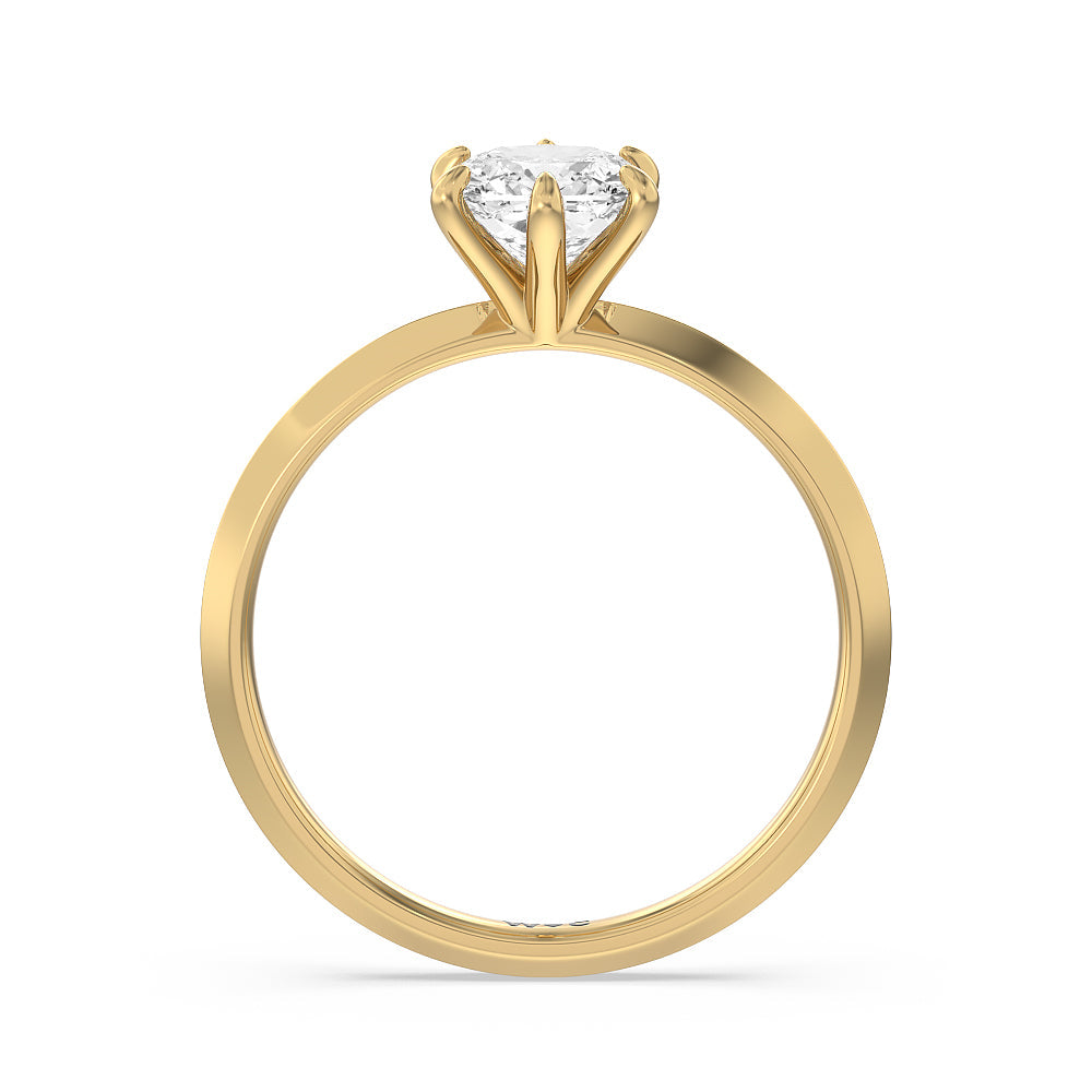 Six Prong Knife Edge Petite Engagement Ring with Cushion Cut Diamond in 14KT Yellow Gold view 3
