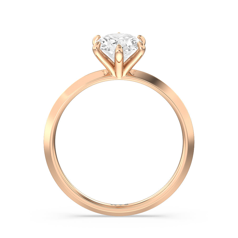 Six Prong Knife Edge Petite Engagement Ring with Oval Cut Diamond in 14KT Rose Gold view 3
