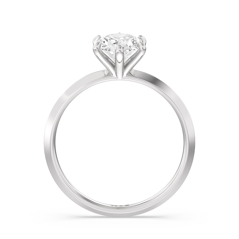 Six Prong Knife Edge Petite Engagement Ring with Oval Cut Diamond in 14KT Platinum view 3

