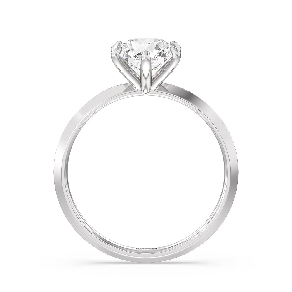 Six Prong Knife Edge Petite Engagement Ring with Round Cut Diamond in 14KT Platinum view 3
