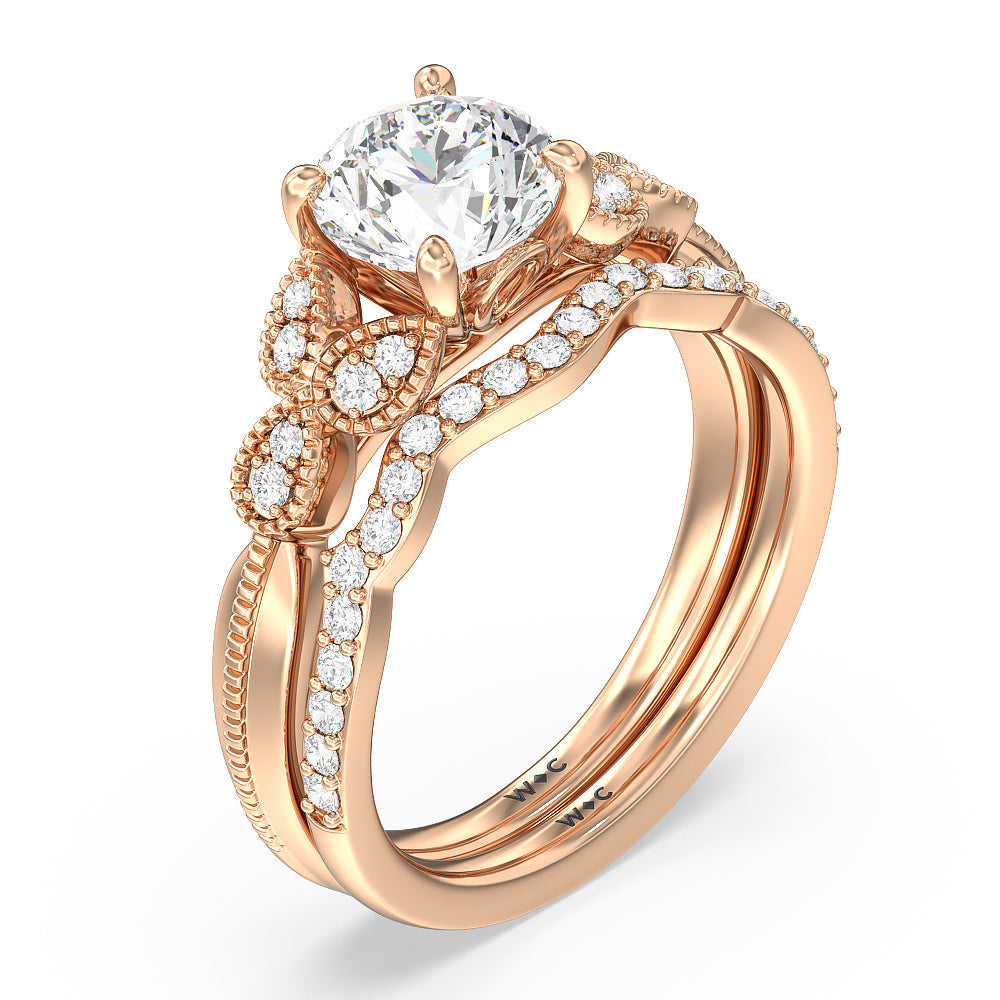 Oval Cut Vintage Filigree Leaf Engagement Ring with Lab Grown Diamond in 14KT Rose Gold view 6
