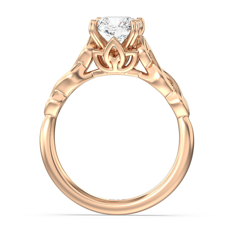 Vintage Celtic Twist Engagement Ring with Cushion Cut Diamond in 14KT Rose Gold view 2
