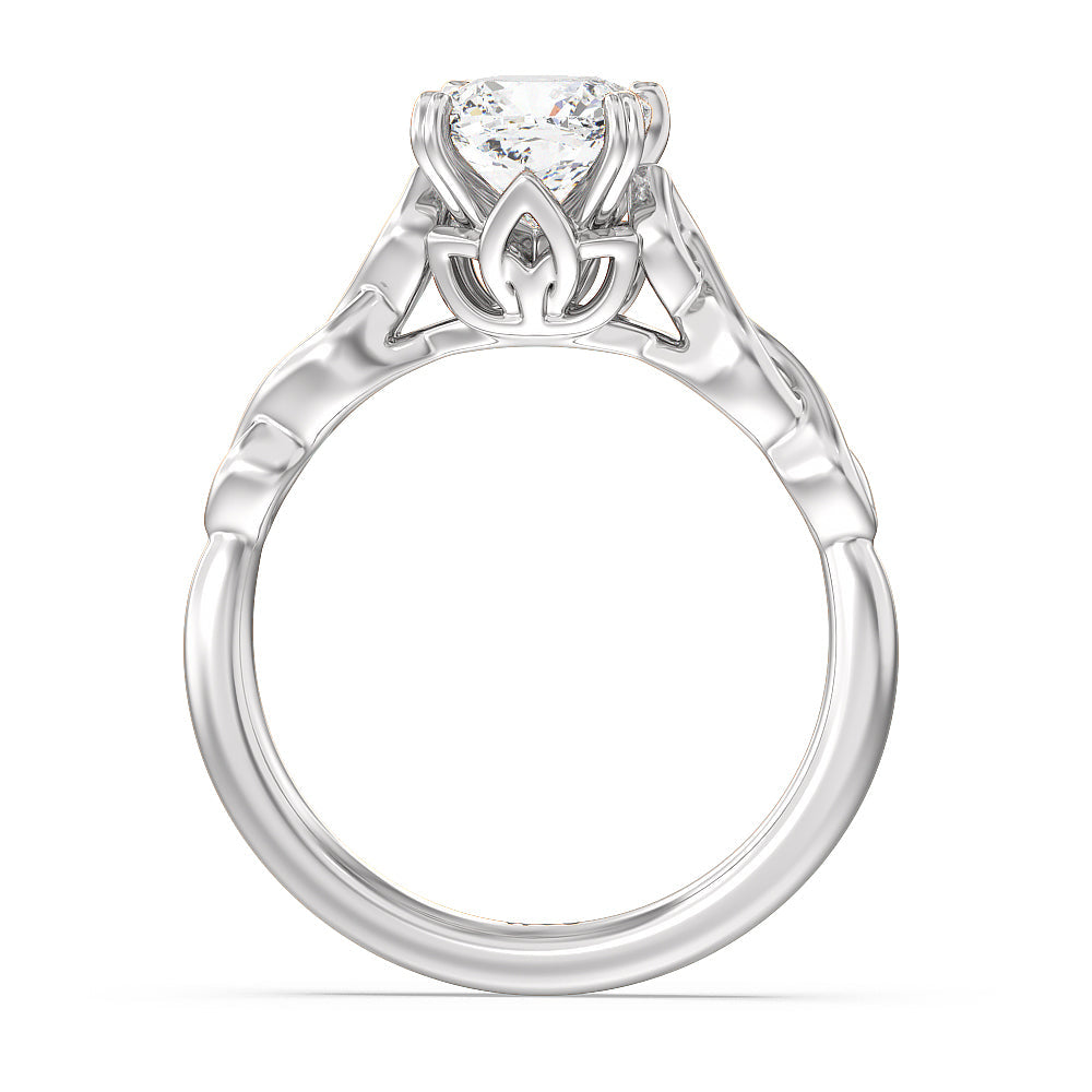Vintage Celtic Twist Engagement Ring with Cushion Cut Diamond in 14KT Platinum view 2

