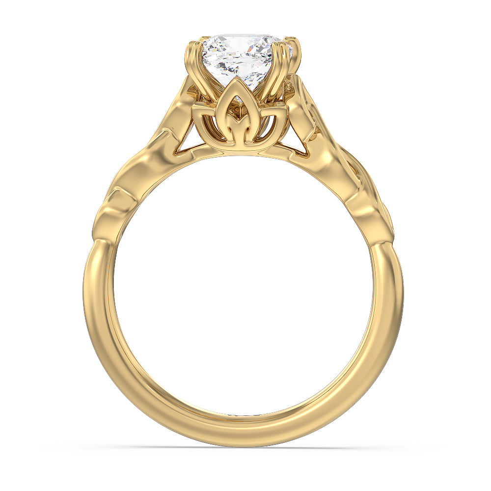 Vintage Celtic Twist Engagement Ring with Cushion Cut Diamond in 14KT Yellow Gold view 2
