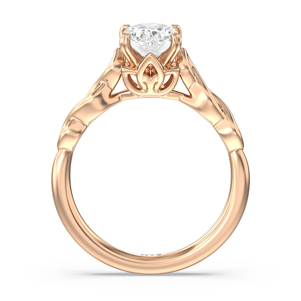 Vintage Celtic Twist Engagement Ring with Oval Cut Diamond in 14KT Rose Gold view 2
