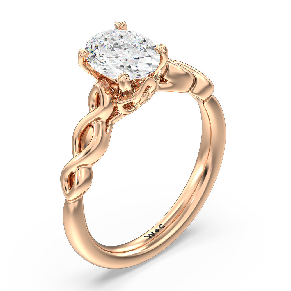 Vintage Celtic Twist Engagement Ring with Oval Cut Diamond in 14KT Rose Gold view 3
