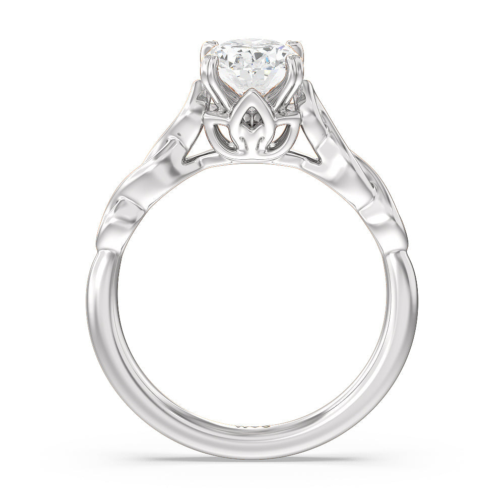 Vintage Celtic Twist Engagement Ring with Oval Cut Diamond in 14KT Platinum view 2
