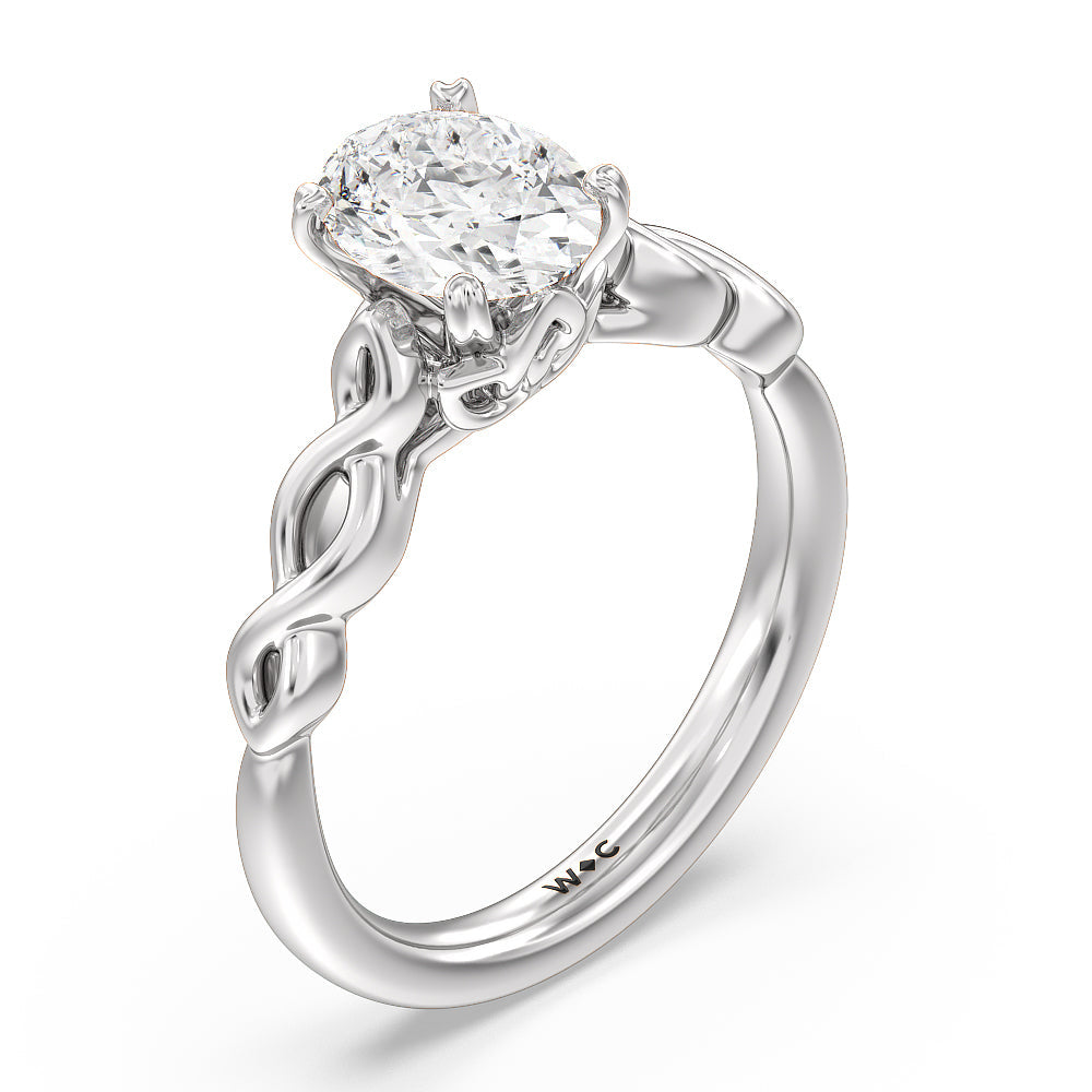 Vintage Celtic Twist Engagement Ring with Oval Cut Diamond in 14KT Platinum view 3

