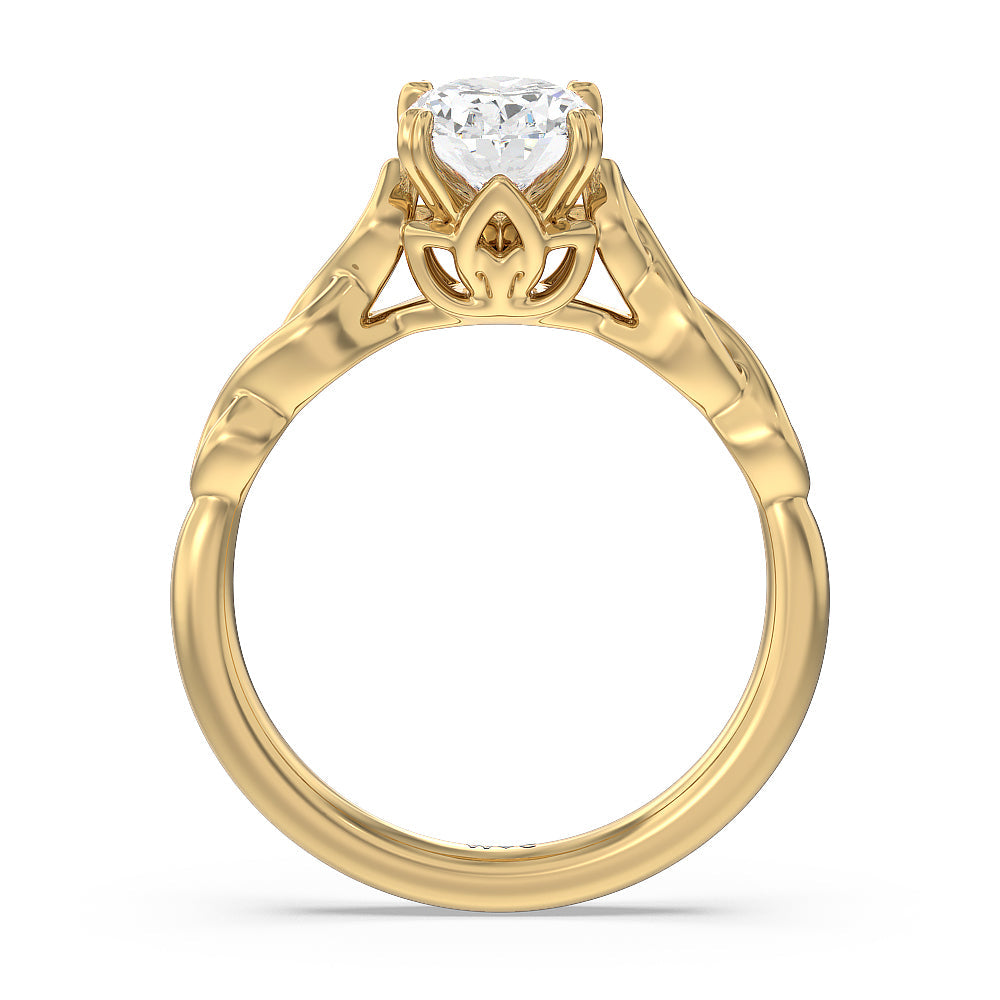 Vintage Celtic Twist Engagement Ring with Oval Cut Diamond in 14KT Yellow Gold view 2
