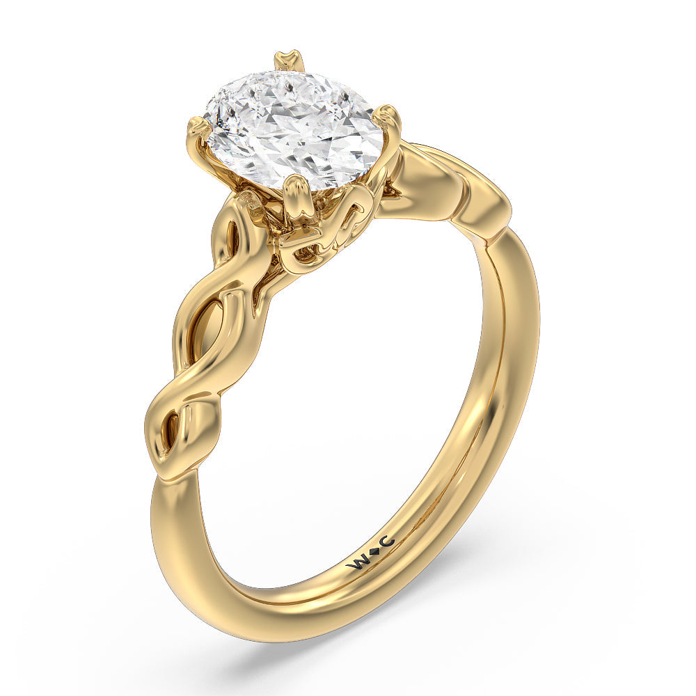 Vintage Celtic Twist Engagement Ring with Oval Cut Diamond in 14KT Yellow Gold view 3

