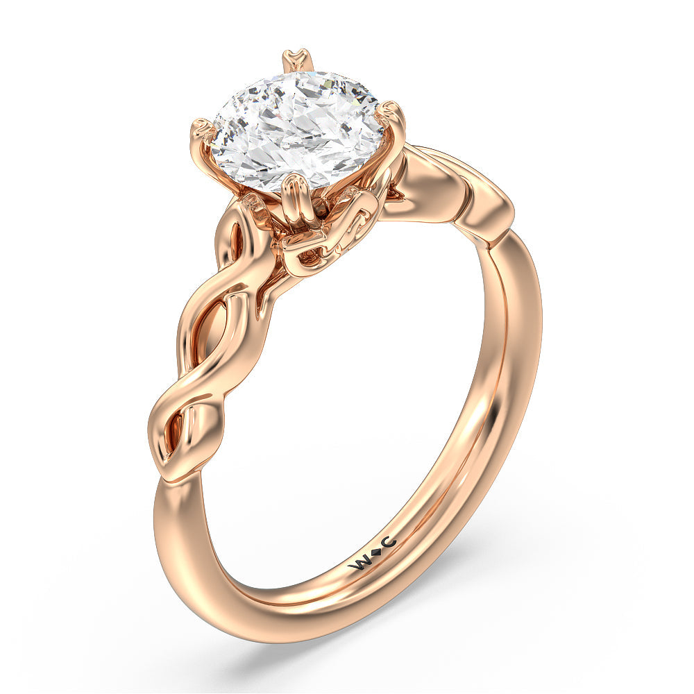 Vintage Celtic Twist Engagement Ring with Round Cut Diamond in 14KT Rose Gold view 3
