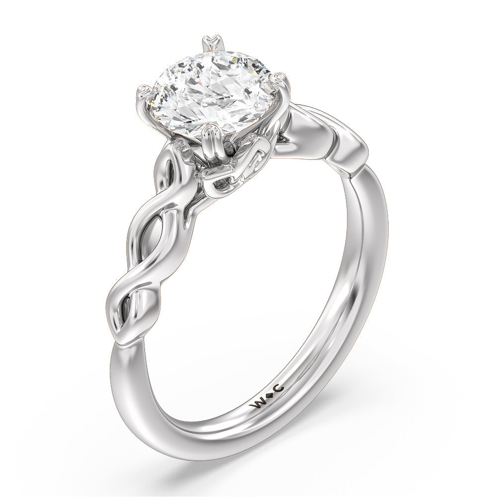 Vintage Celtic Twist Engagement Ring with Round Cut Diamond in 14KT Platinum view 3

