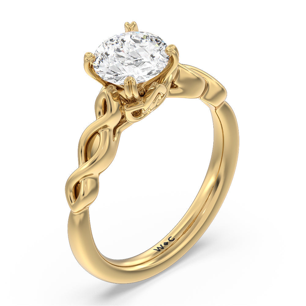 Vintage Celtic Twist Engagement Ring with Round Cut Diamond in 14KT Yellow Gold view 3
