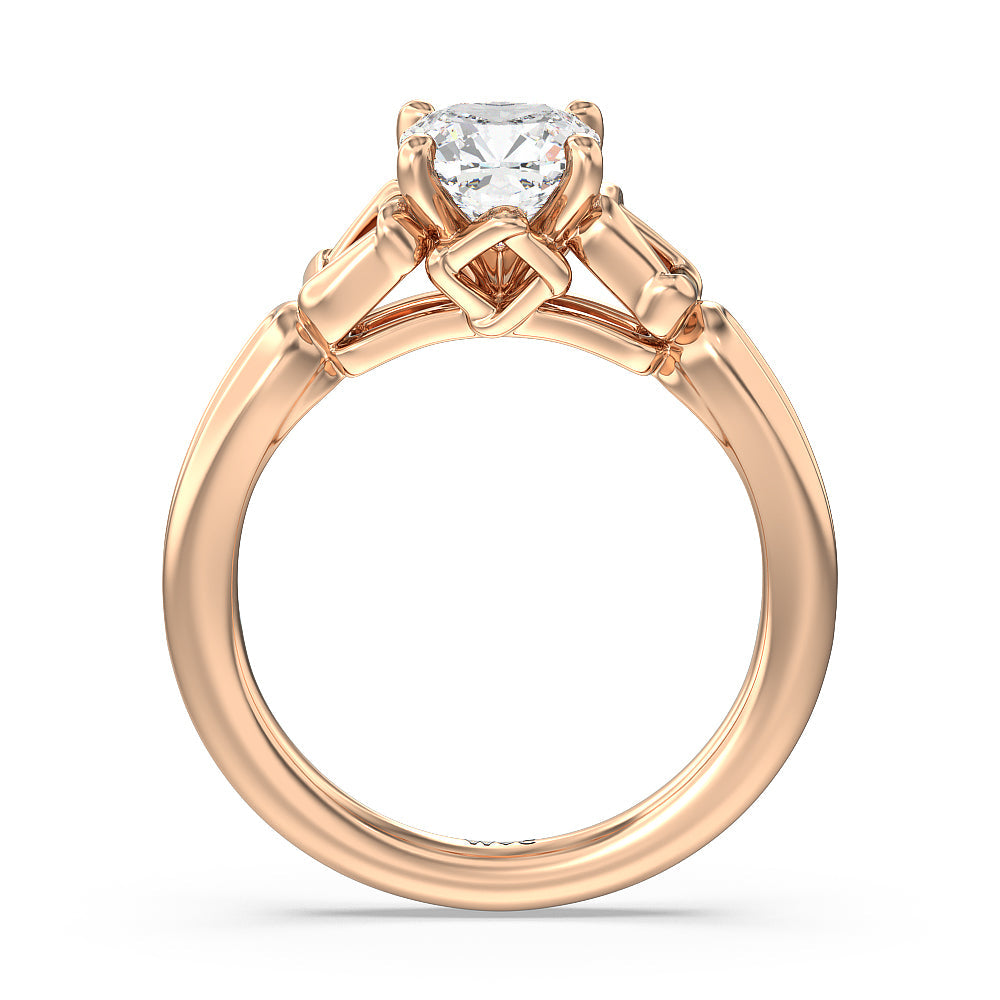 Cushion Cut Vintage Celtic Square Knot Engagement Ring with Lab Grown Diamond in 14KT Rose Gold view 2
