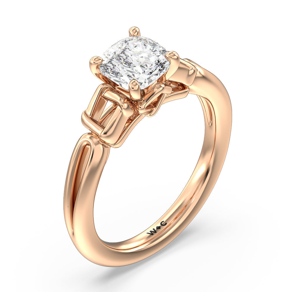 Cushion Cut Vintage Celtic Square Knot Engagement Ring with Lab Grown Diamond in 14KT Rose Gold view 3
