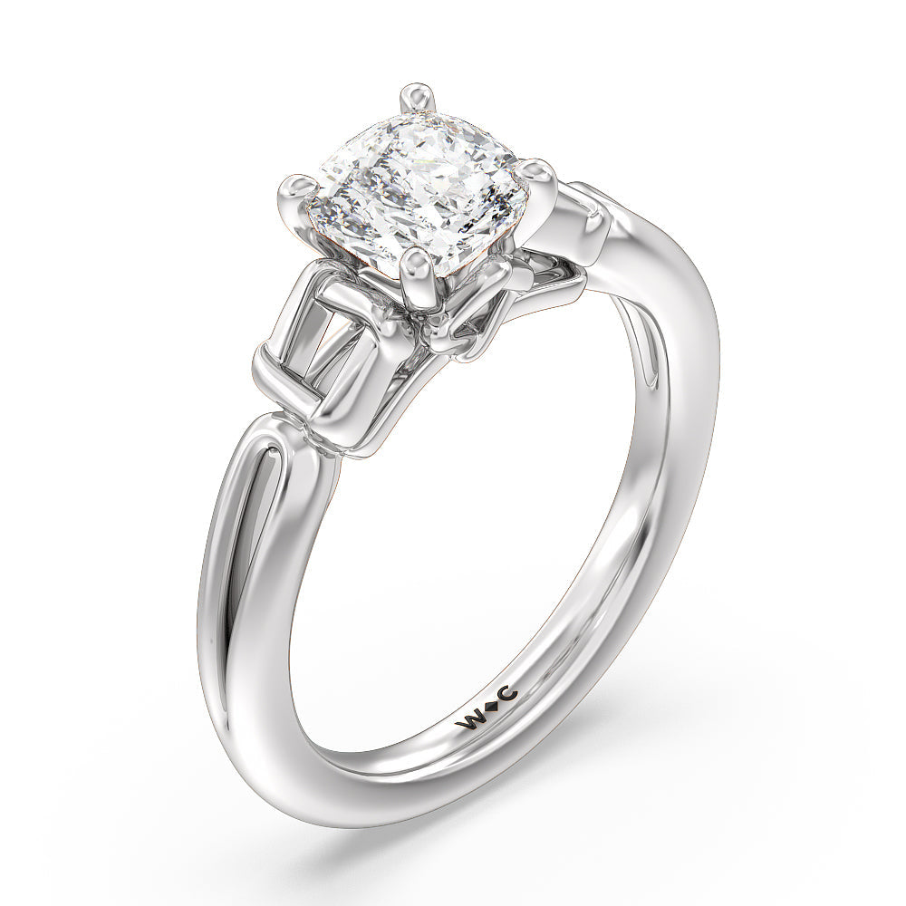 Cushion Cut Vintage Celtic Square Knot Engagement Ring with Lab Grown Diamond in 14KT Platinum view 3
