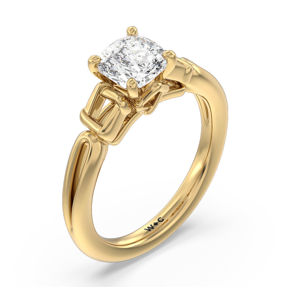 Cushion Cut Vintage Celtic Square Knot Engagement Ring with Lab Grown Diamond in 14KT Yellow Gold view 3
