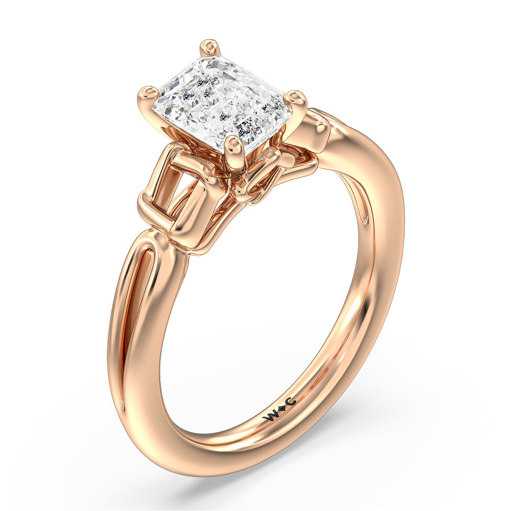 Emerald Cut Vintage Celtic Square Knot Engagement Ring with Lab Grown Diamond in 14KT Rose Gold view 3
