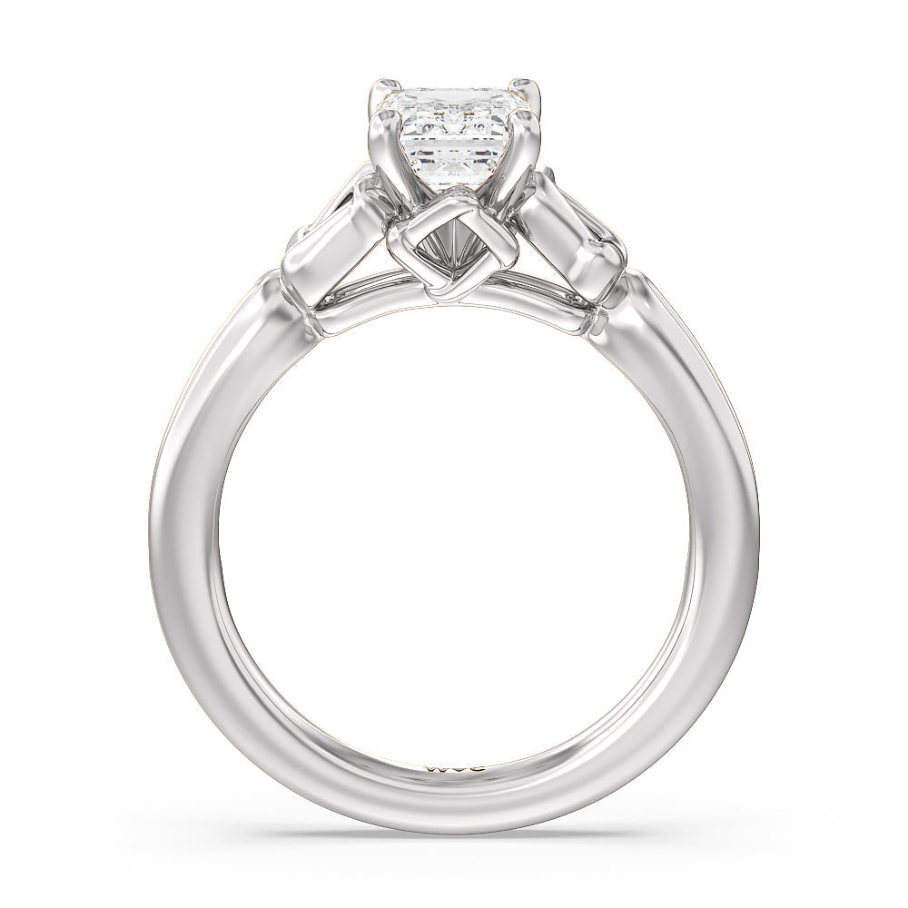 Emerald Cut Vintage Celtic Square Knot Engagement Ring with Lab Grown Diamond in 14KT Platinum view 2
