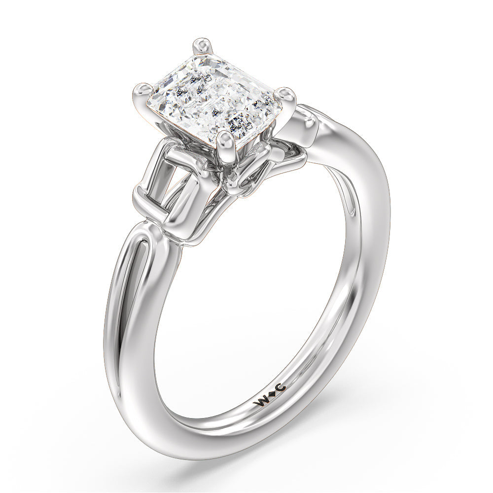Emerald Cut Vintage Celtic Square Knot Engagement Ring with Lab Grown Diamond in 14KT Platinum view 3
