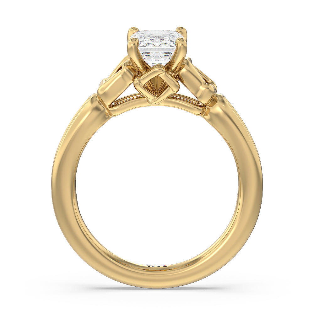 Emerald Cut Vintage Celtic Square Knot Engagement Ring with Lab Grown Diamond in 14KT Yellow Gold view 2
