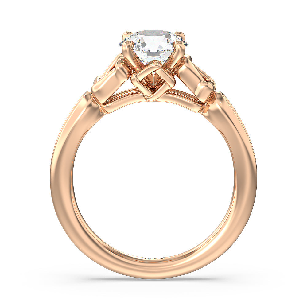 Round Cut Vintage Celtic Square Knot Engagement Ring with Lab Grown Diamond in 14KT Rose Gold view 2
