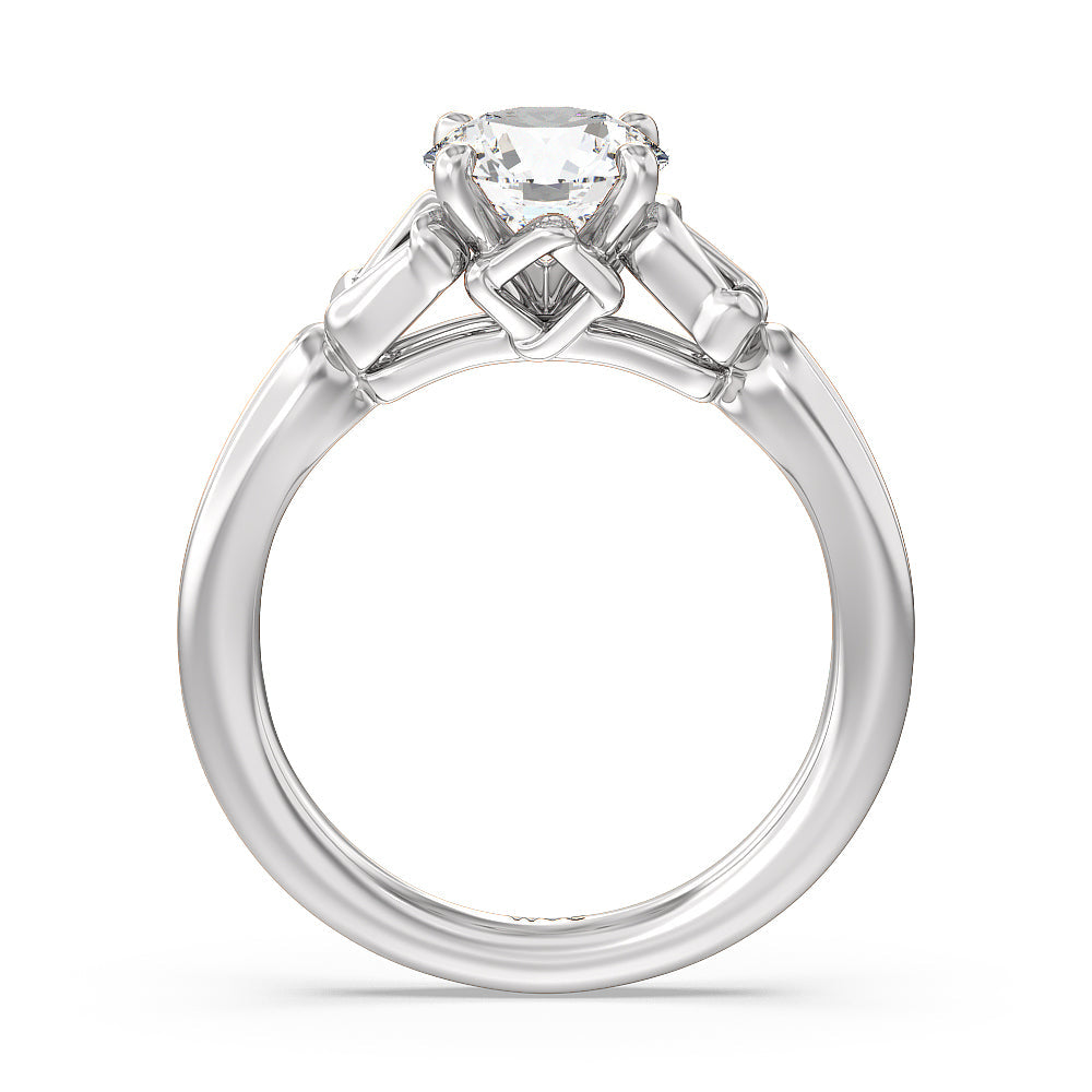 Round Cut Vintage Celtic Square Knot Engagement Ring with Lab Grown Diamond in 14KT Platinum view 2
