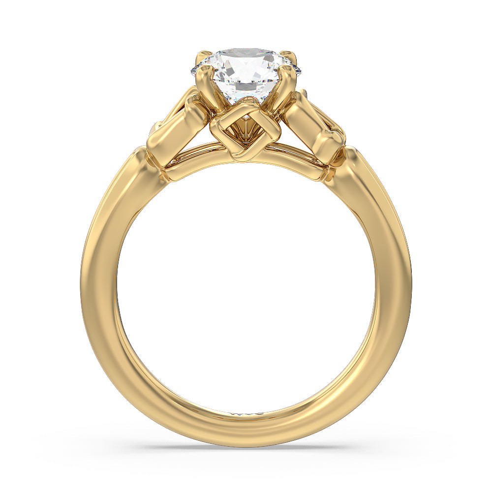 Round Cut Vintage Celtic Square Knot Engagement Ring with Lab Grown Diamond in 14KT Yellow Gold view 2
