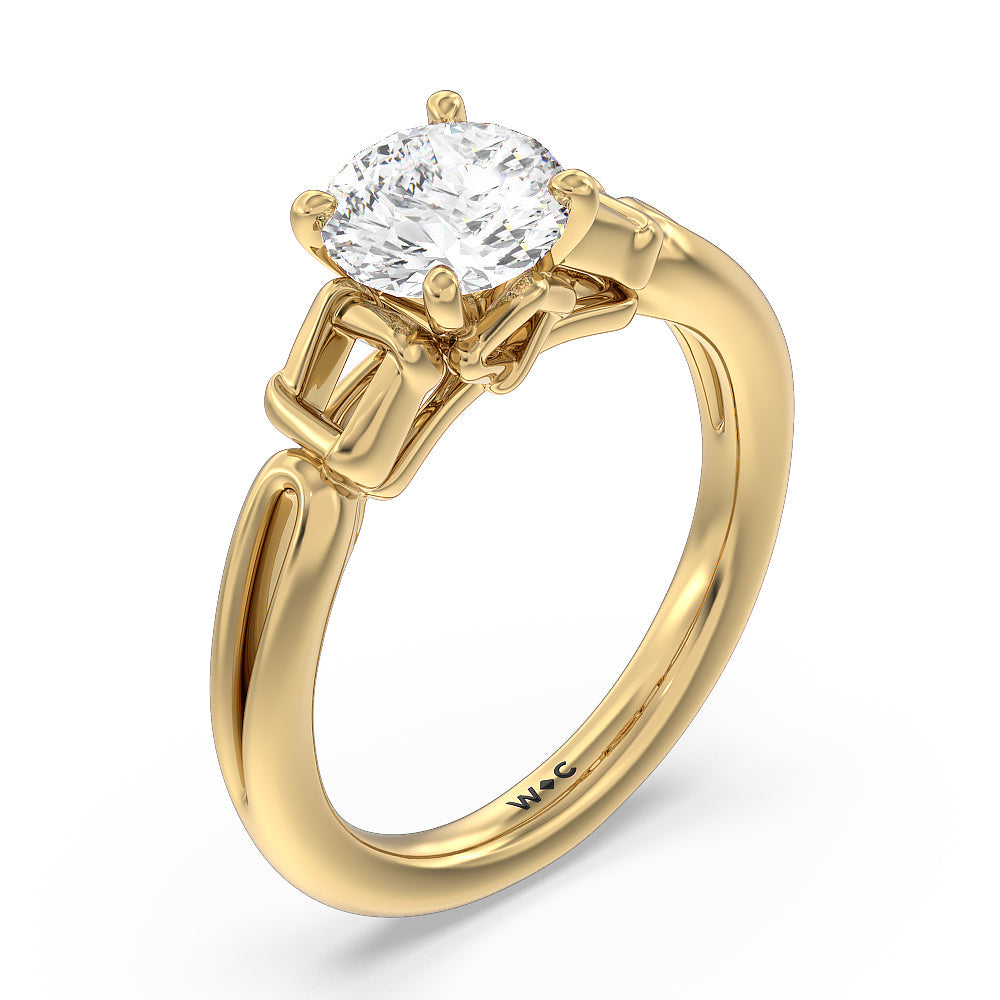 Round Cut Vintage Celtic Square Knot Engagement Ring with Lab Grown Diamond in 14KT Yellow Gold view 3
