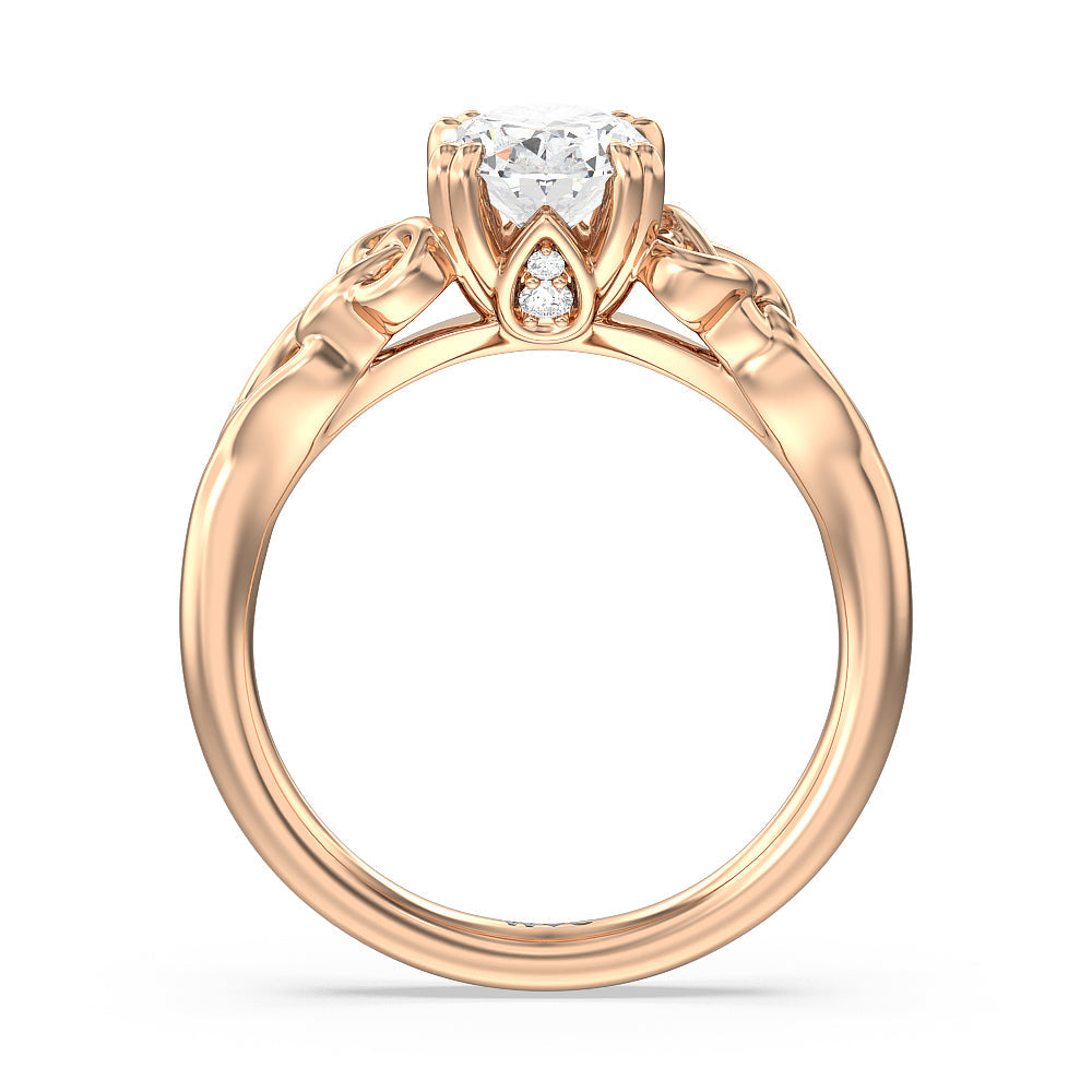 Vintage Celtic Knot Engagement Ring with Oval Cut Diamond in 14KT Rose Gold view 2
