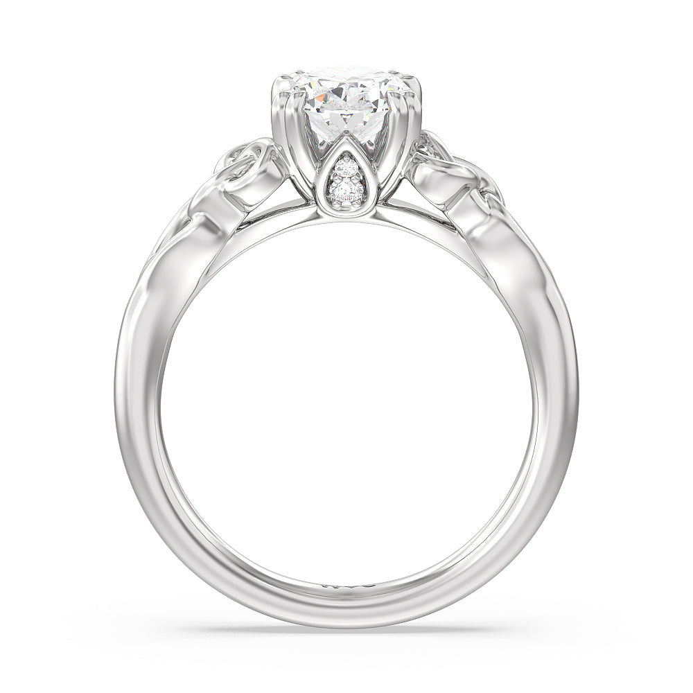 Vintage Celtic Knot Engagement Ring with Oval Cut Diamond in 14KT Platinum view 2
