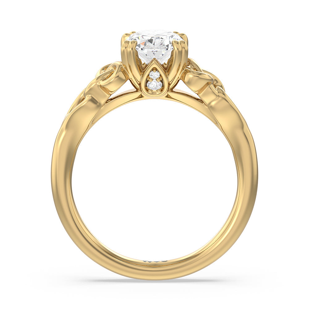 Vintage Celtic Knot Engagement Ring with Oval Cut Diamond in 14KT Yellow Gold view 2
