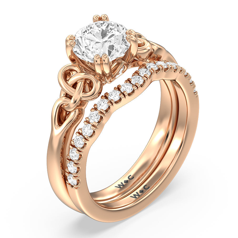 Vintage Celtic Knot Engagement Ring with Pear Cut Diamond in 14KT Rose Gold view 4
