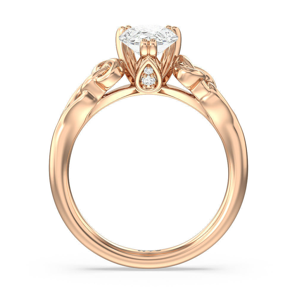 Vintage Celtic Knot Engagement Ring with Pear Cut Diamond in 14KT Rose Gold view 2

