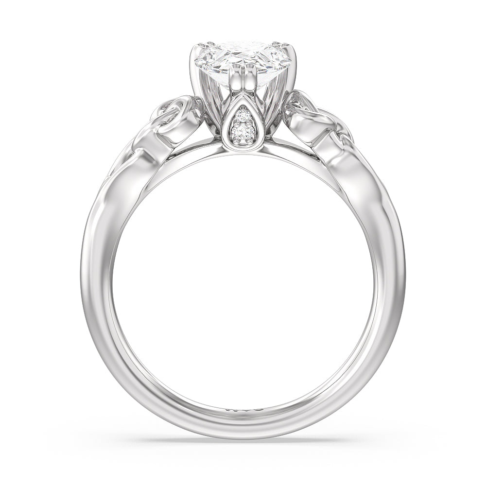 Vintage Celtic Knot Engagement Ring with Pear Cut Diamond in 14KT Platinum view 2
