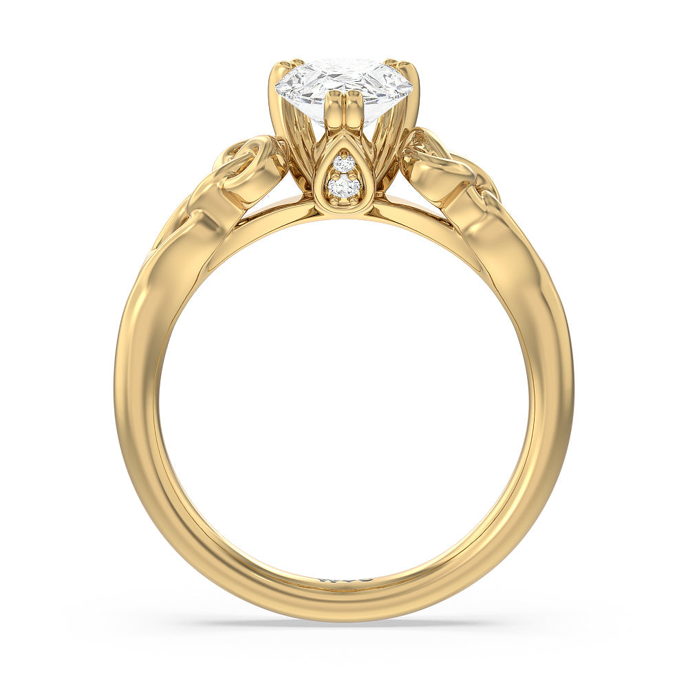Vintage Celtic Knot Engagement Ring with Pear Cut Diamond in 14KT Yellow Gold view 2
