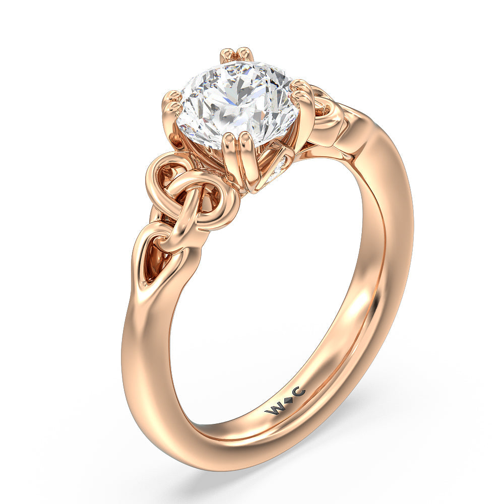 Vintage Celtic Knot Engagement Ring with Round Cut Diamond in 14KT Rose Gold view 3
