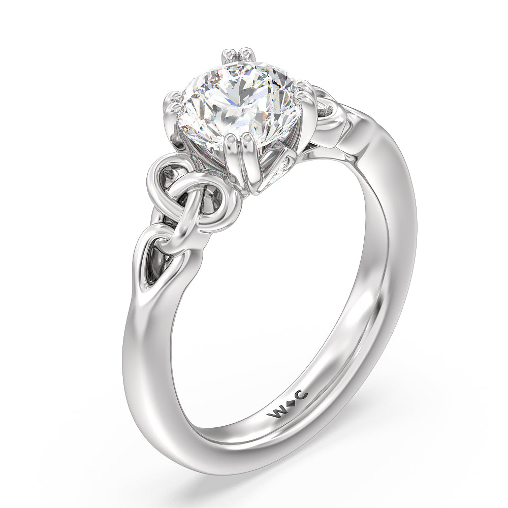 Vintage Celtic Knot Engagement Ring with Round Cut Diamond in 14KT Platinum view 3
