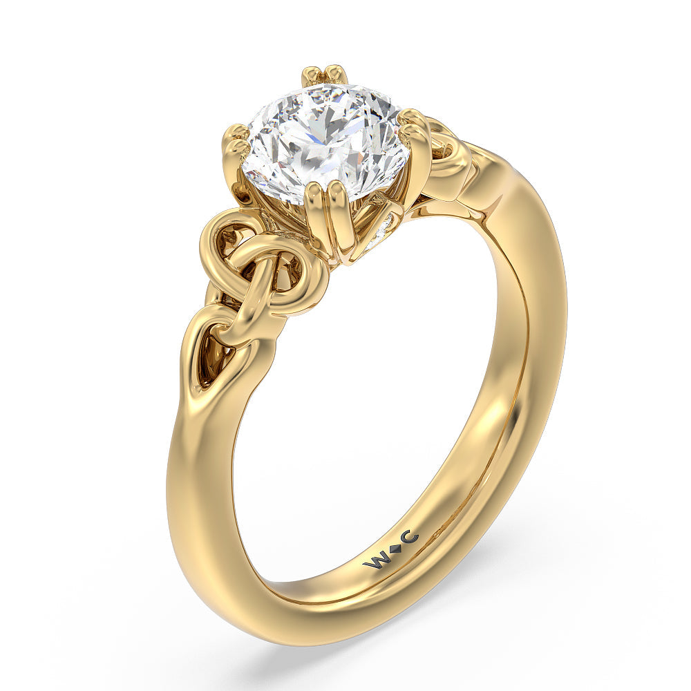 Vintage Celtic Knot Engagement Ring with Round Cut Diamond in 14KT Yellow Gold view 3
