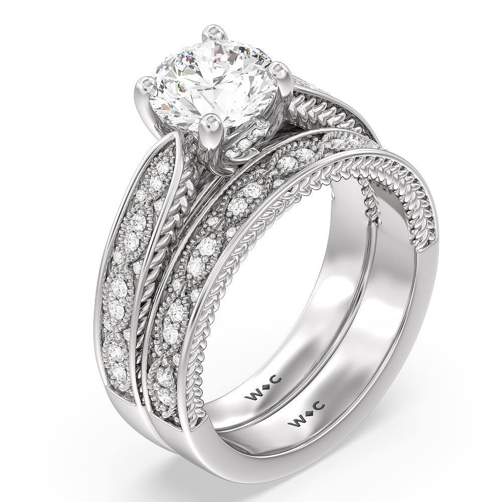 Oval Cut Vintage Hidden Halo Chevron Engagement Ring with Lab Grown Diamond in 14KT Rose Gold view 4
