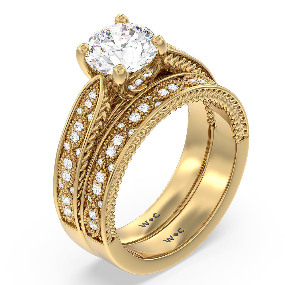 Oval Cut Vintage Hidden Halo Chevron Engagement Ring with Lab Grown Diamond in 14KT Rose Gold view 5
