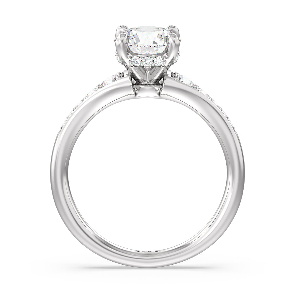 Vintage Hidden Halo Classic Diamond Engagement Ring with Round Cut Diamond in 14KT Platinum view 2
