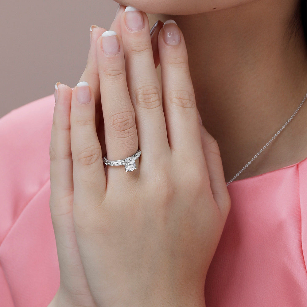 Model Wearing Vintage Blossom Engagement Ring view