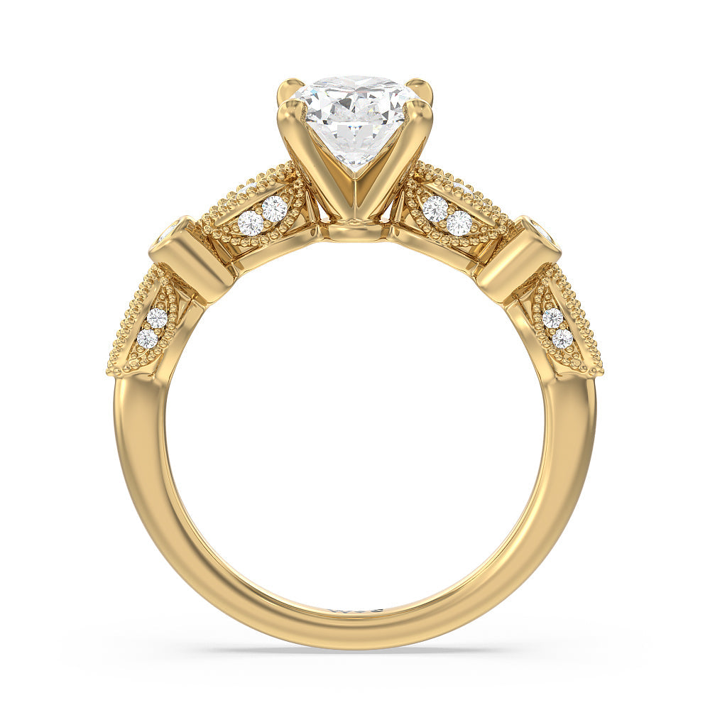 Vintage Art Deco Ring with Oval Cut Diamond in 14KT Yellow Gold view 2

