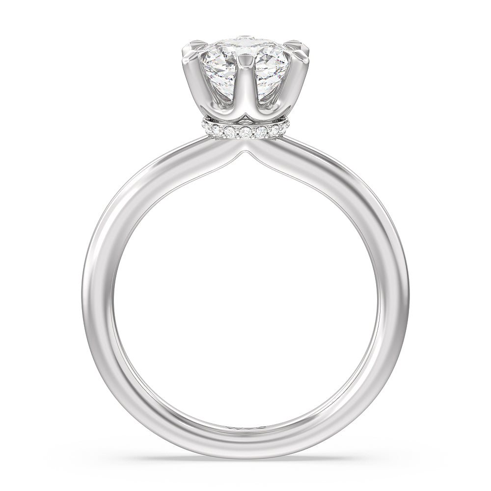 Cushion Cut 6 Claw Hidden Halo Engagement Ring with Lab Grown Diamond in 14KT Platinum view 2
