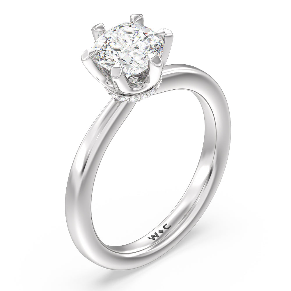 Cushion Cut 6 Claw Hidden Halo Engagement Ring with Lab Grown Diamond in 14KT Platinum view 3
