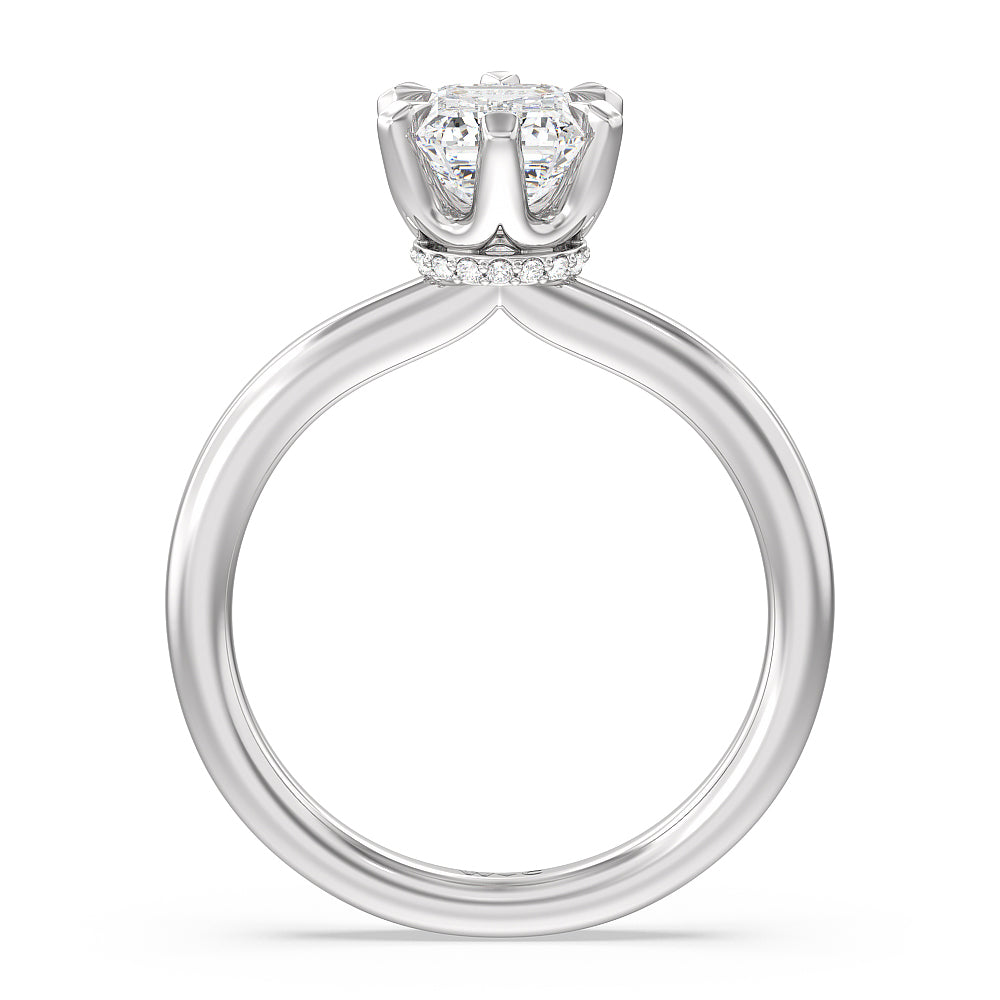 Emerald Cut 6 Claw Hidden Halo Engagement Ring with Lab Grown Diamond in 14KT Platinum view 2
